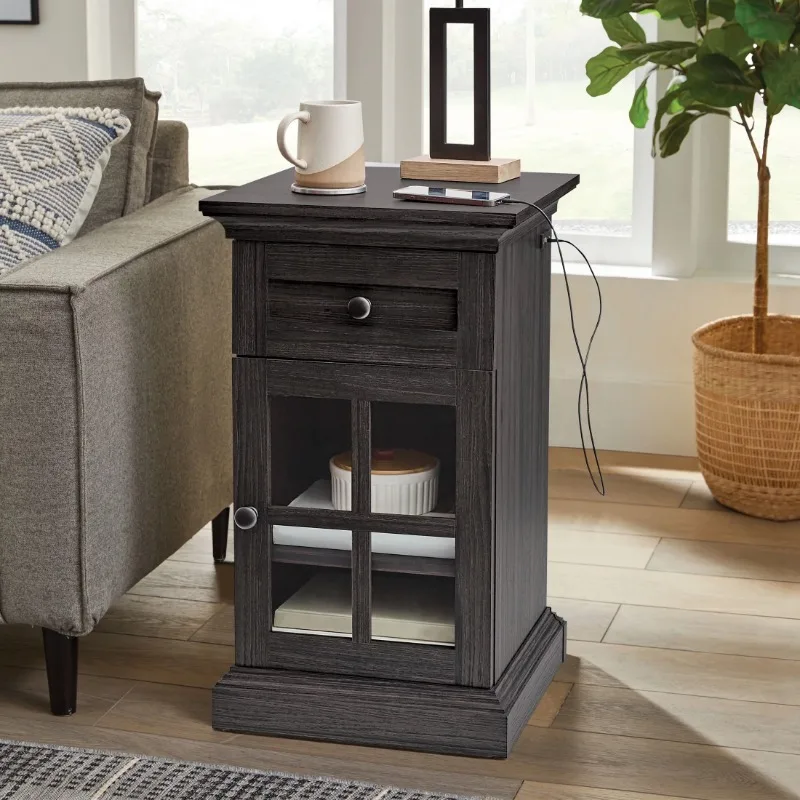 

Better Homes & Gardens Canton End Table with USB, Tobacco Oak Console Table for Living Room Console Table for Hallway