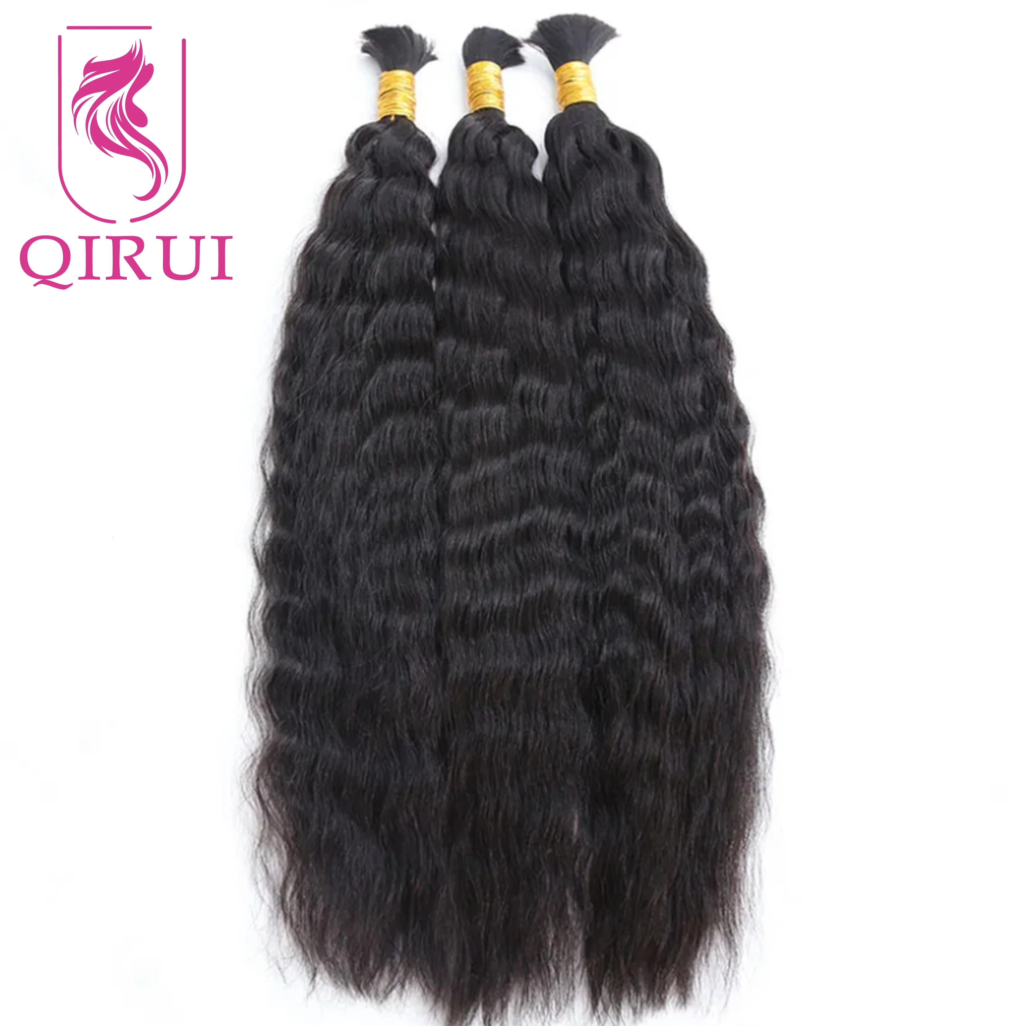 Wet And Wavy Bulk Human Hair For Braiding Color 27 30 Double Drawn Burmese Boho Braids Bulk Human Hair Bundles No Weft