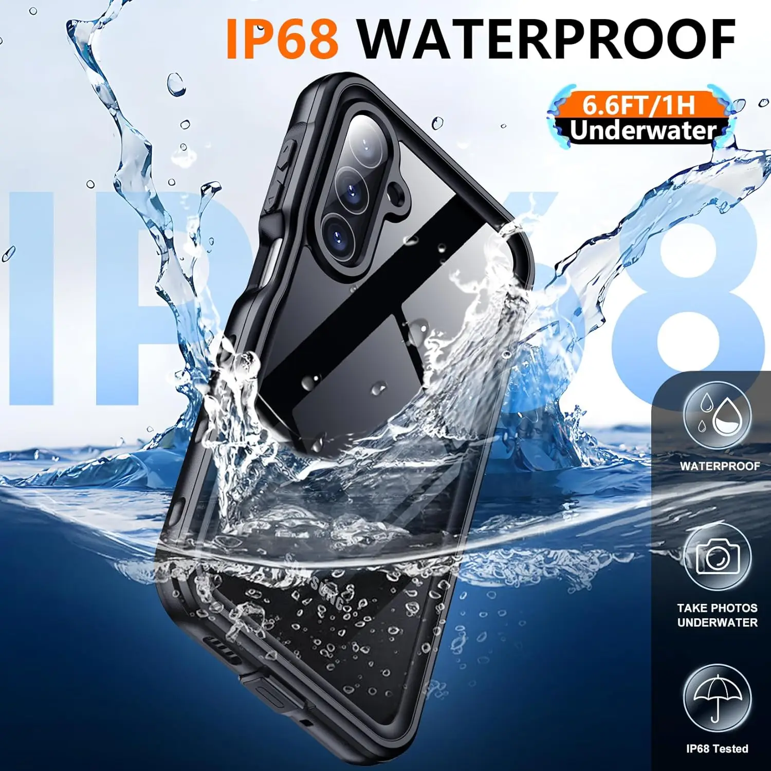 Waterproof IP68 Underwater Diving Case with Built-in Screen Protector