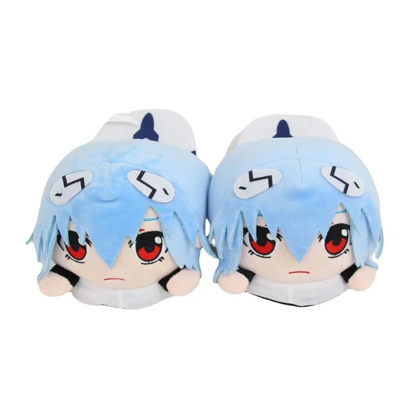 EVANGELION Rei Cotton Slippers Anime Plush Slippers for Men Women Cartoon Fluffy Shoes Home Indoor Slippers Winter Warm Shoes