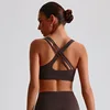 Solid Color Women Cross Back Fitness Sport Bra High Strength Tight Top Comprehensive Training Gym Yoga Underwear With Chest Pad 5