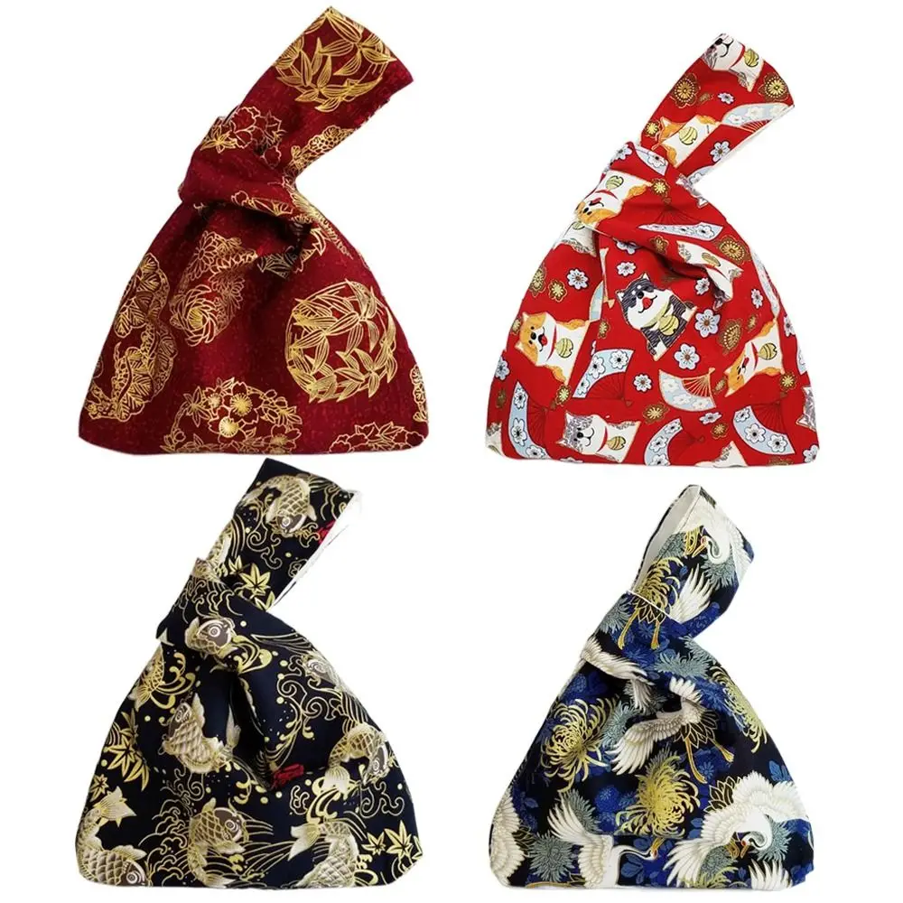 

Printed Knot Bag Casual Cotton Shopping Coin Purse Handheld Wrist Bag New Year