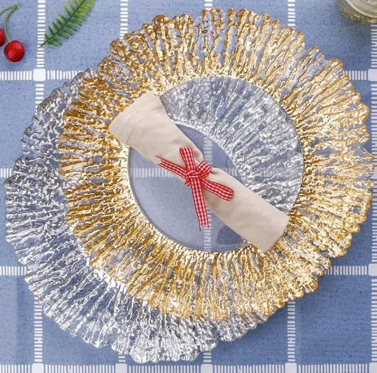 

100Pcs Clear Charger Plates with Gold Rim Acrylic Plastic Decorative Dinner Serving Plate Dish Wedding Xmas Party Decoration SN