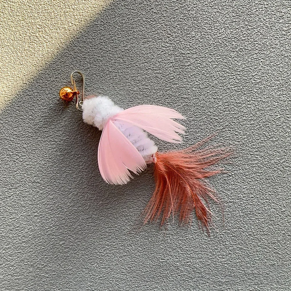 Insect Shaped Feather Cat Teasing Prop Head Replacement Pendant Replacement Detachable Pet Play Prop Accessories
