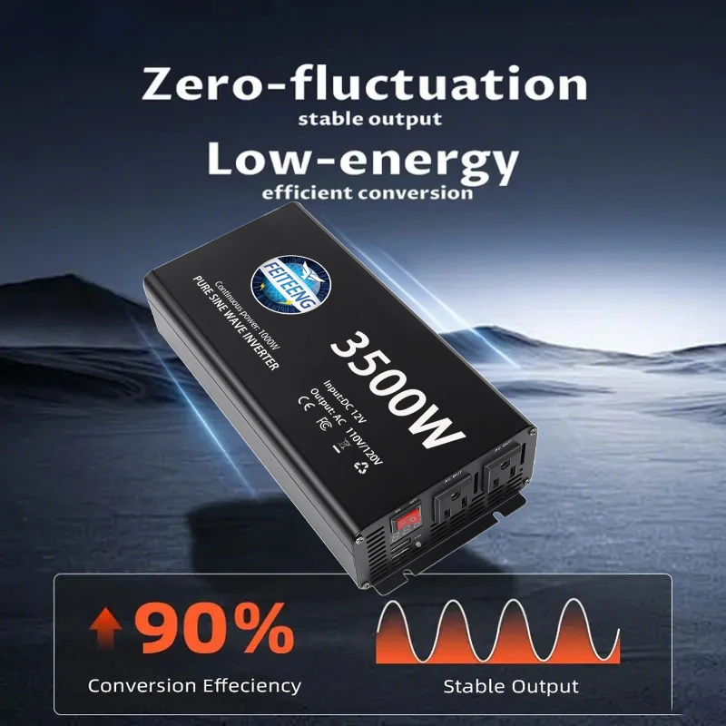 순수 사인파 인버터 1500W-3500W DC-AC 12V-110V/120V 차량용 파워 인버터 휴대용 전력 변환기 차량용 변압기