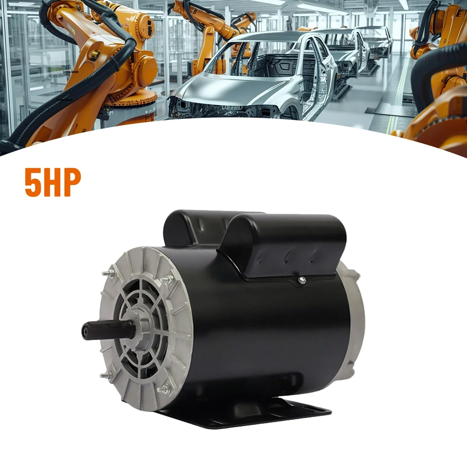 AC Air Compressor Motor With Safety Protection 5HP SPL 3600RPM 60Hz Electric Applications 208-230Volts One Phase 5/8 Inches