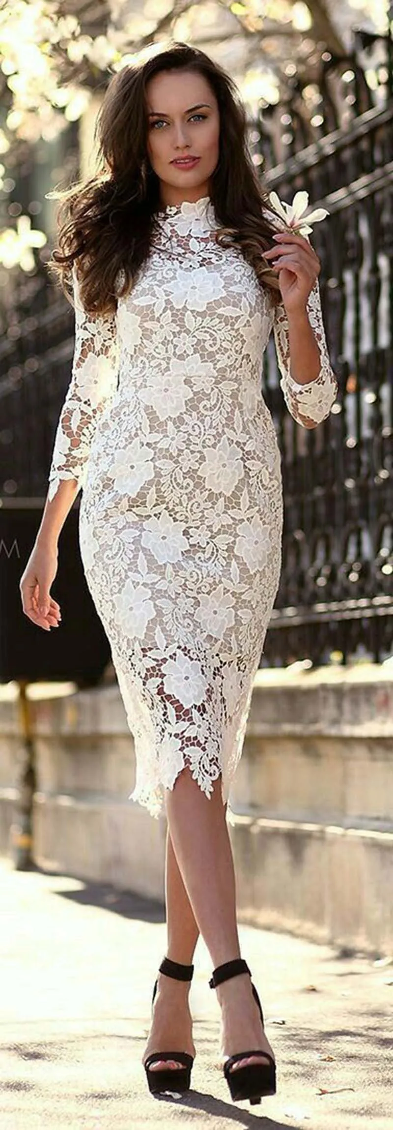 Elegant Women Embroidery Lace Wedding Dresses Fashion High Neck Evening Dresses Sexy Streetwear Bodycon Female Vestidos Robes