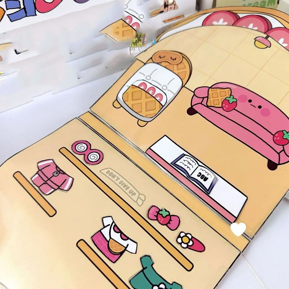 귀여운 네일샵 조용한 책 감압 장난감, 와플 반죽 크리에이티브 북, 수제 DIY 수제 비니 책 재료 팩