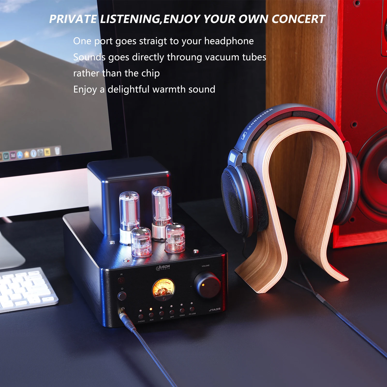 Juson Audio JTA35 Hybrid Tube Amplifier Valve Receiver Phono Preamp USB DAC In Headphone Subwoofer Out 70 Watts Amplifier 4