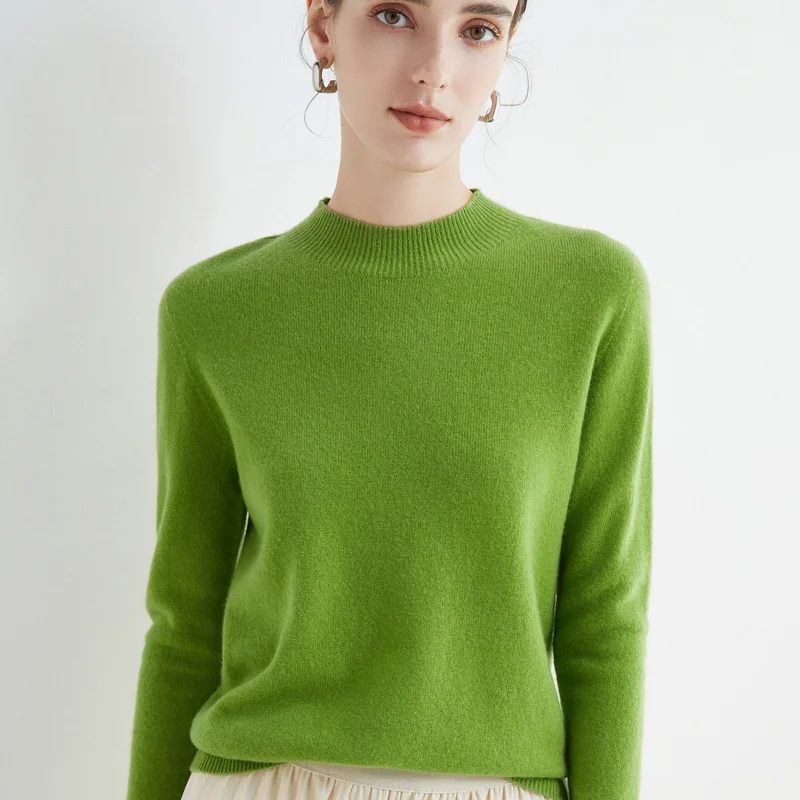 aliexpress.com - 100% Pure Wool Half-neck Pullover Autumn /Winter Cashmere Sweater Woman Casual Knitted Tops Female Jacket Korean Fashion
