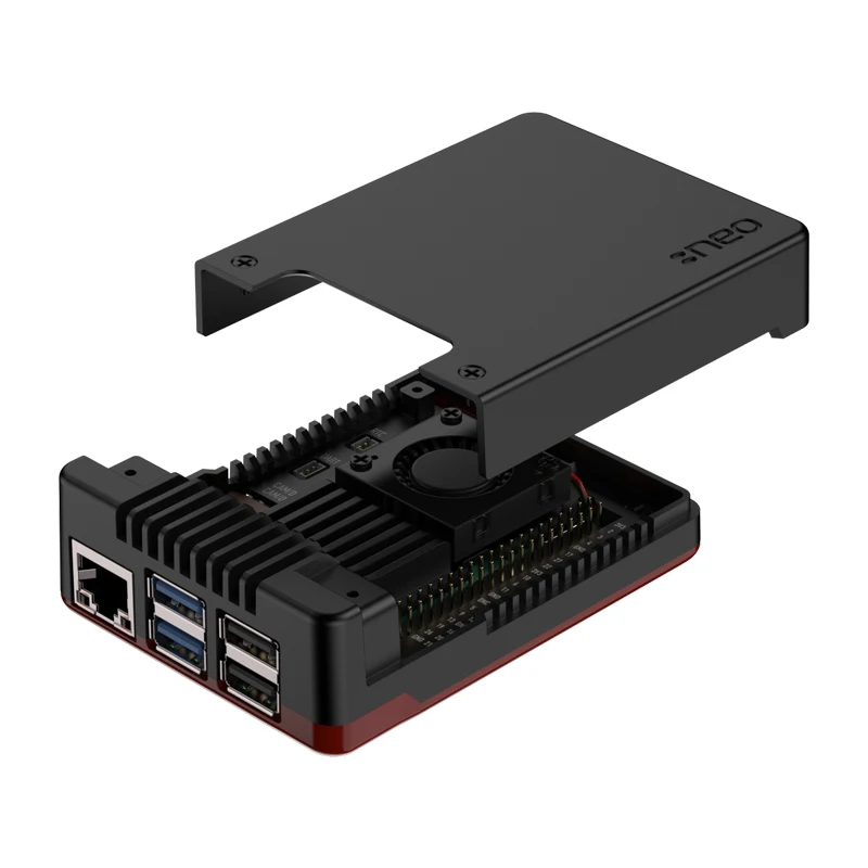 Estojo de alumínio para Raspberry Pi 5, Argon NEO 5, embutido, 30mm, ventilador PWN, aletas de resfriamento passivo, ventilação de escape para RPI 5, casca BRED