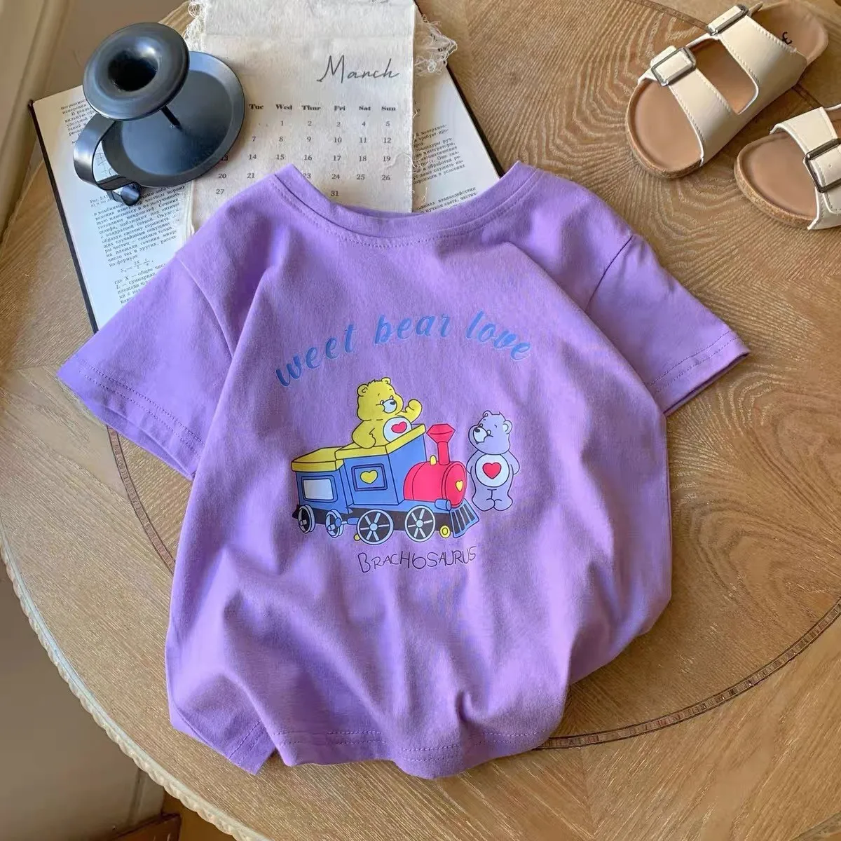 Cute Little Bear Printing T-shirt New Baby Trendy Summer Costume Boys And Girls Cartoon Tees Baby Loose Thin Short-sleeved Tops 5