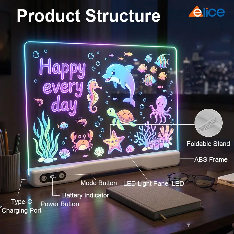 لوح رسم أكريليك مضيء LED للأطفال