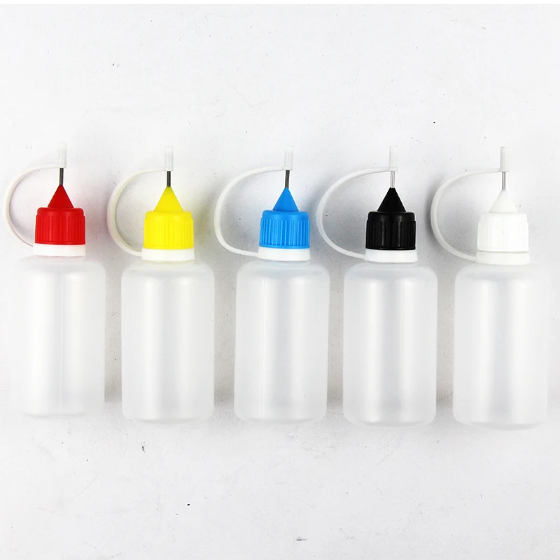 30ml Plastic Squeeze Bottle Needles Tip Pottery Tools 5Pcs
