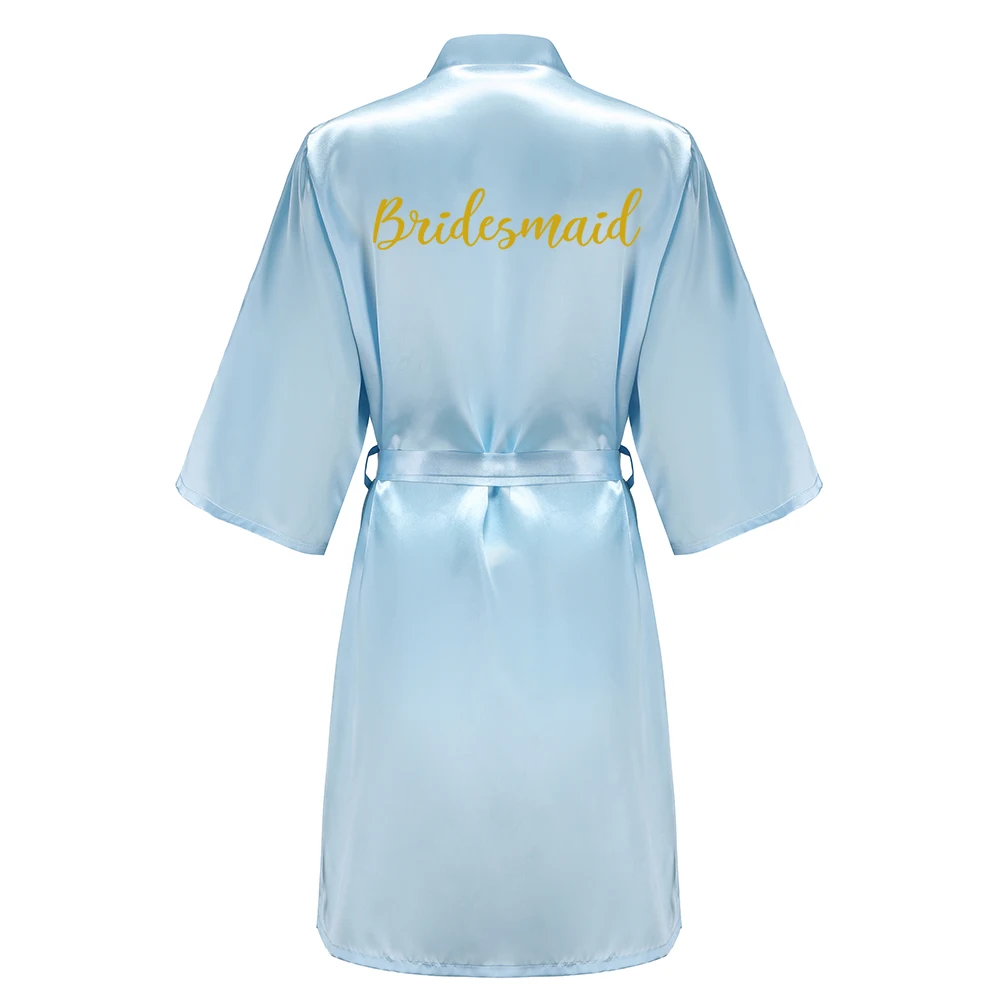 Women sleepwear bride robes Light Blue Bride Bridesmaid Wedding Robe Kimono Bathrobe Gown Nightgown Casual Satin Short Women Sexy Nightwear Sleepwear