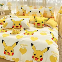 Ensemble de 4 pièces série Pokémon Dragon Eevee, ensemble de 3 pièces de dessin animé pour enfants, housse de couette, taie d'oreiller et drap, 100% coton 5