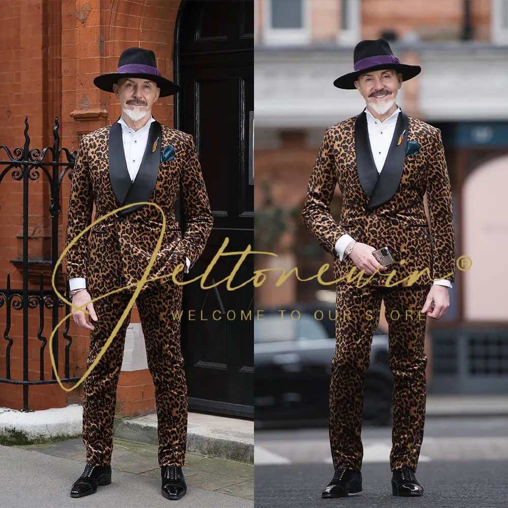 

2 Pcs Set Suit Jacket Pants Men Casual Wedding Black Collar Blazers Coat Trousers Men Prom Suit Wedding Tuxedo Costume Homme