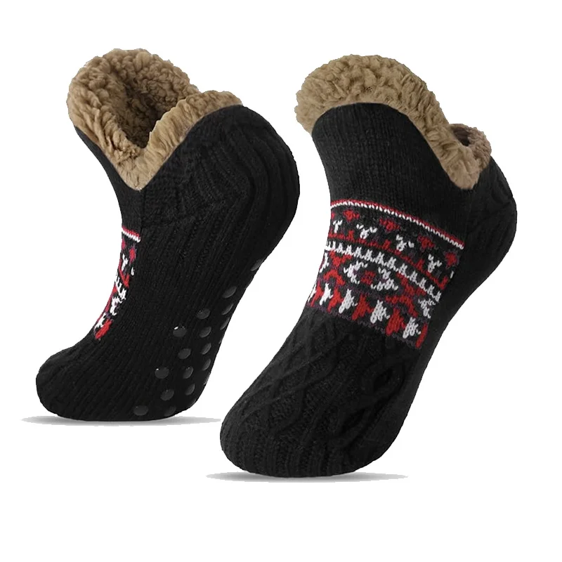 Thermal Fleece Slipper Socks for Men & Women – Thick Warm Non-Slip Indoor Socks, Cozy Christmas Gift for Adults