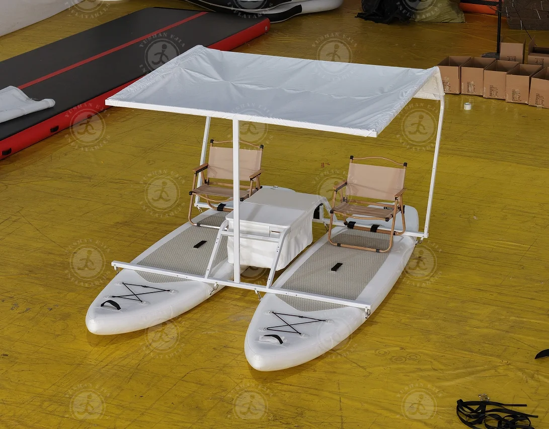 Catamaran Gonflable SUP 2 Places avec Pédales - Bateau Ponton pour Lac