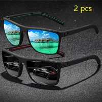 2 paires de lunettes de soleil vintage à motif à carreaux pour hommes et femmes, idéales pour la pêche et la conduite, design carré tendance de marque 6