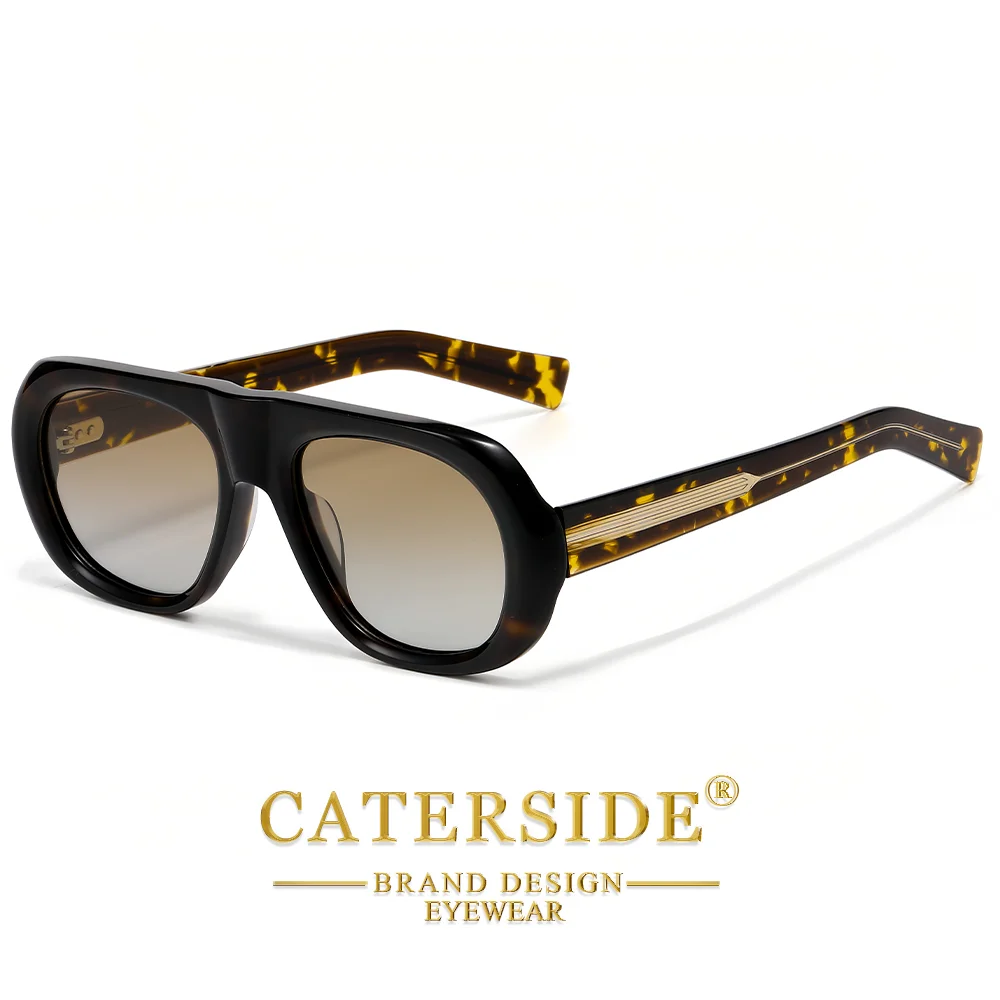 CATERSIDE Retro Herren Polarisierte Sonnenbrille Premium Acetat Dickrahmige Verlaufsgläser Damen Outdoor Reise Luxus-Brille – Detail 4