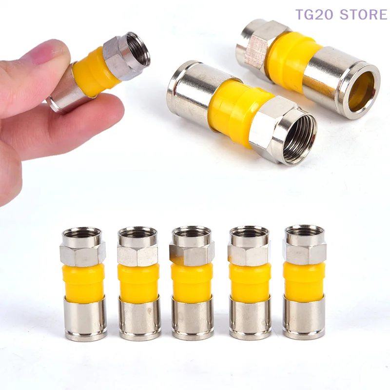 Wire Connectors 10pcs RG6 F Type Compression 2.8cm Snap Seal Plug Connector Waterproof F Type