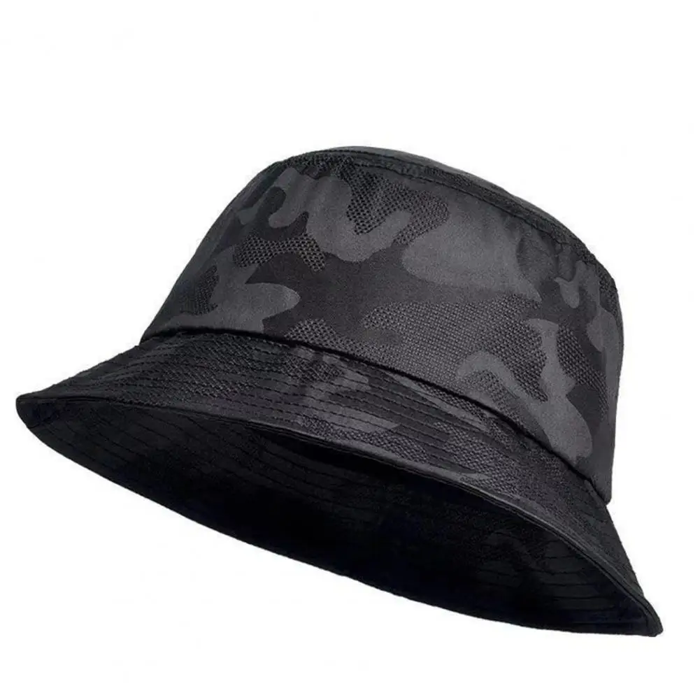 Men Bucket Hat Short Brim Flat Dome Fisherman Hat Sunscreen Breathable Camouflage Print Hiking Climbing Hat Fashion Accessories