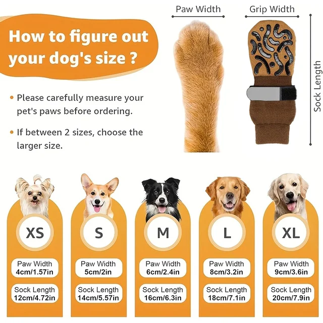 Anti-Slip Big Dog Socks to Prevent Licking Paws for Hardwood Floors Paw Protectors Traction Control for Large Dogs Indoor 3
