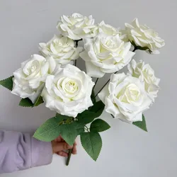 Diamond Roses Bouquet - Elegant Artificial Flowers for Home and Wedding Decor (Off - white)