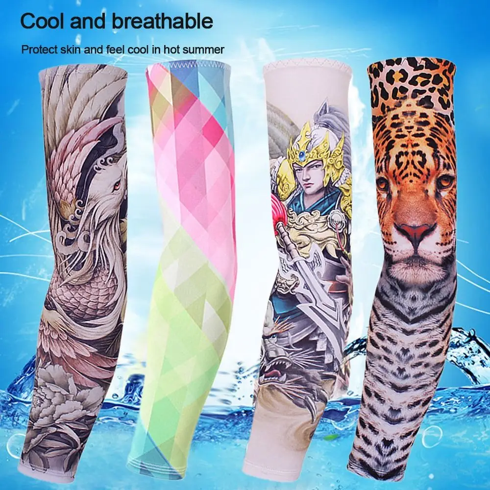 

1Pair Flower Arm Tattoo Sleeves For Men Women Outdoor Riding Sunscreen Seamless Arm Sleeves Summer Sun Uv Protection Arm Warmers