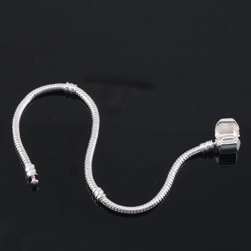 925 Sterling Silver Snake Bone Charm Bracelet Bangle Fine Jewelry for Women men Party DIY