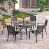 Large Wrought Iron Dining Table with Umbrella Hole & Stackable Metal Chairs, Dining Furniture, Garden Sofas 1