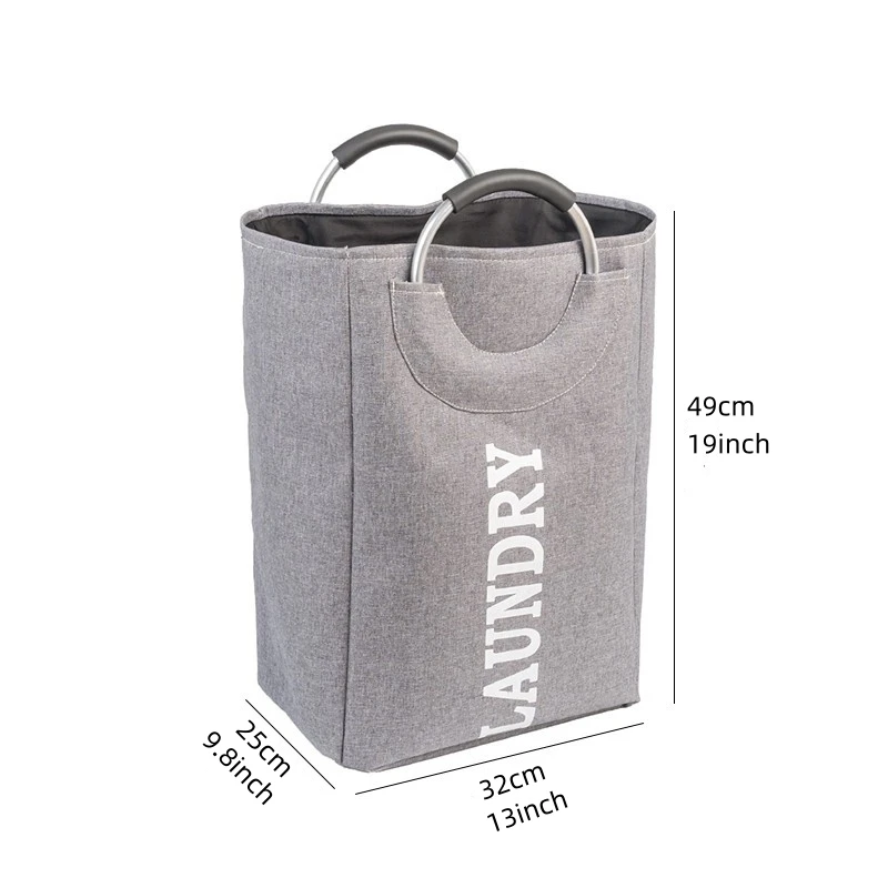 כביסה גדולה סל בד מתמוטט מטלטף ידיות מתקפל עמיד למים לאכסון בגדים ניידים