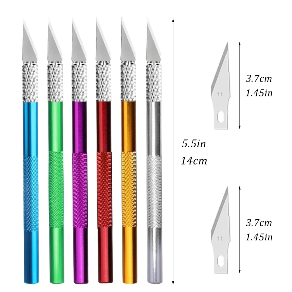 Cutter withMetal Handle 5pcs Blade Fniiva Engraving Craft Carving Sculpture Paper Non-Slip Knife DIY Repair Hand Leather Tools