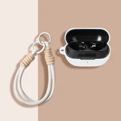Stylish Rope Silicone Earphone Case Cover with Hook - Premium Protective Shell (WHITE)