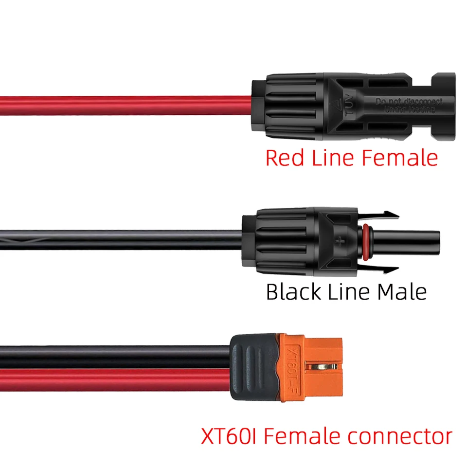Câble De Charge Solaire XT60i Vers XT60 Mâle 12AWG 1,5 M | Compatible Ecoflow, Stations électriques Portables, Panneaux Solaires | Connecteur Sécurisé Anti-confusion