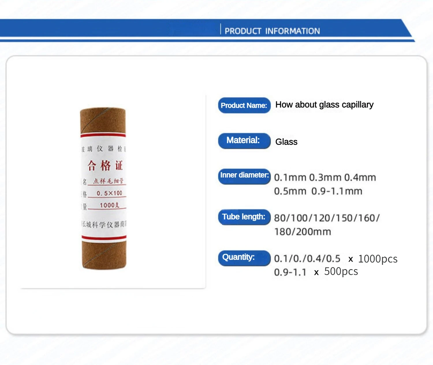 500 Tubi Capillari In Vetro - 0.9-1.1x80 Mm - Per TLC, Campionamento, Punto Di Fusione