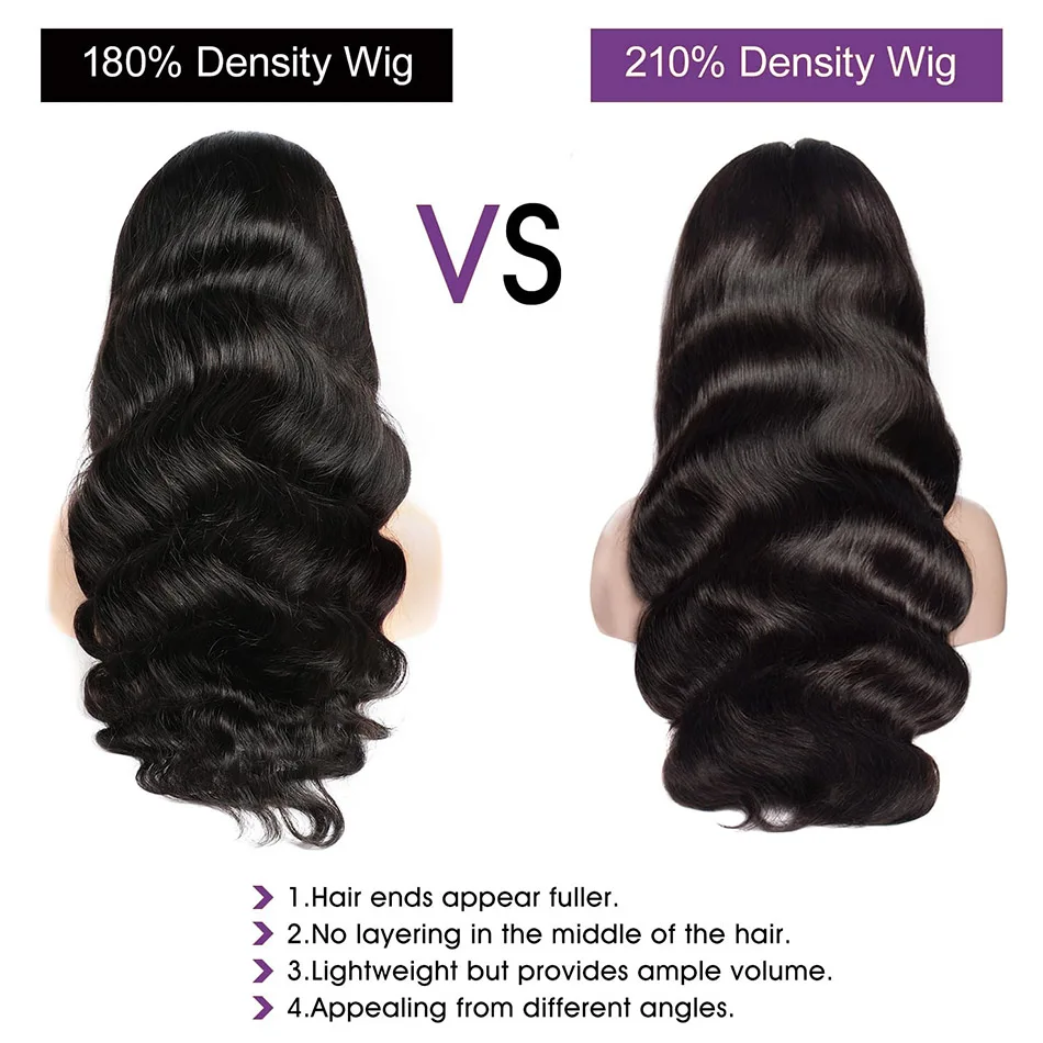 Lemoda 210% Density 13x6 Full Frontal Virgin Human Hair Wigs Body Wave HD Transparent Lace Front Wigs Pre Plucked Brazilian 12A 5