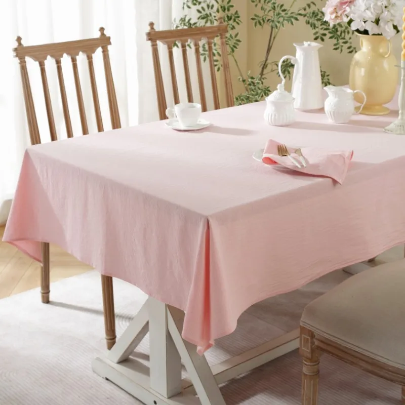 

100% Cotton Tablecloth Wholesale Simple Color Washed Cotton Table Cover Wedding Shooting Background Table Green Kitchen Decor