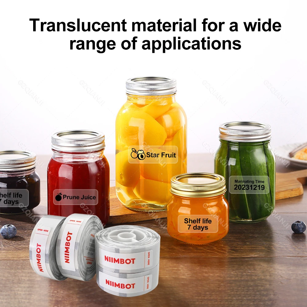 Niimbot D11 D110 D101 Official Transparent Label Sticker Thermal Label Printer Paper Roll Waterproof and Oil-proof Self Adhesive
