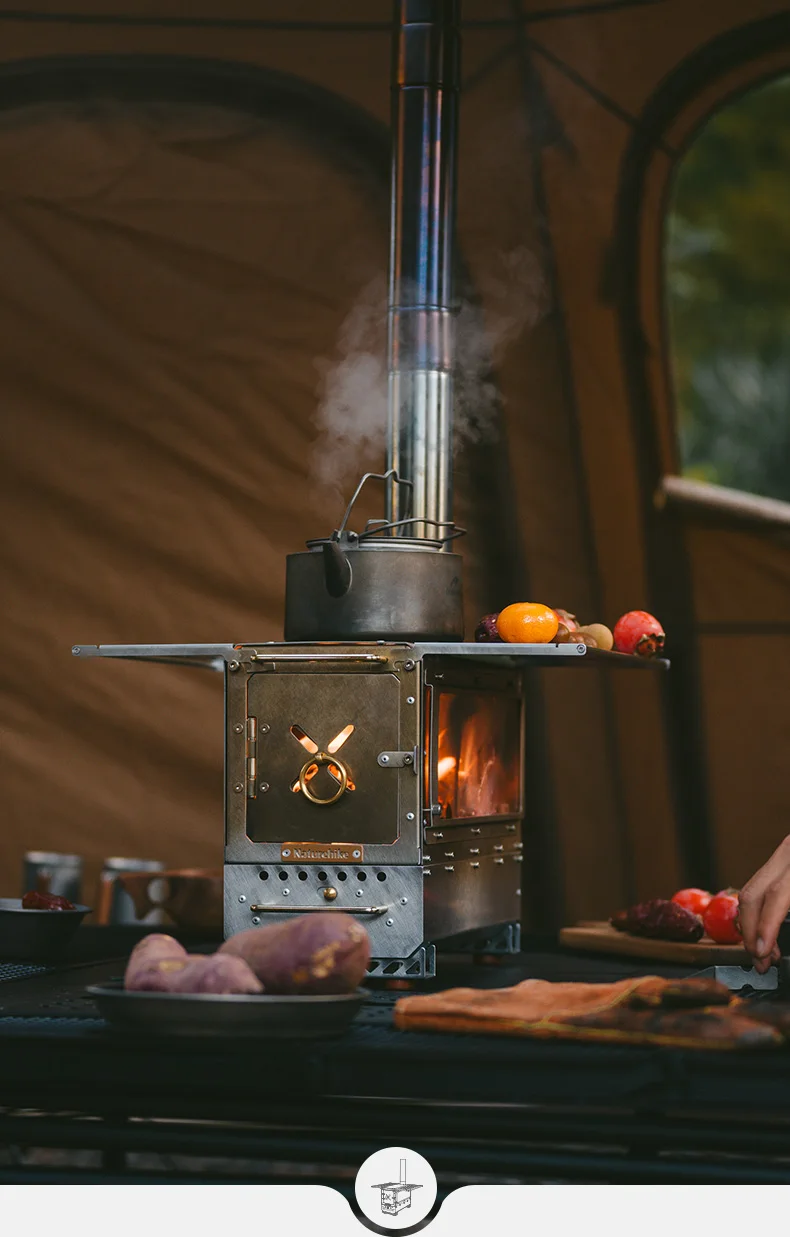 Naturehike Icefield Heizzelt-Ofen Tischkamin-Campingofen mit Kaminrohren Outdoor-Holzofen zum Heizen und Kochen – Detail 11