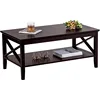 Coffee Table with Thicker Legs, Espresso Wood Coffee Table with Storage for Living Room 40 Inches 5