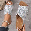 Mix Color Med Heels Slippers Women 2025 Summer Pu Leather Thick Platform Sandals Woman Lightweight Open Toe Non-Slip Flip Flops 1