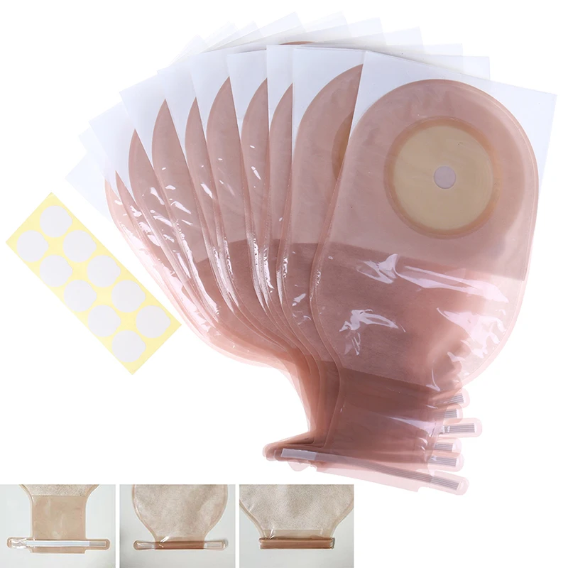 

10pcs Colostomy Bags 65mm Hole One-piece Drainable Ostomy Bags Stoma Care Pouch With Clips Closure Colostomy Bag Prevent Leakage