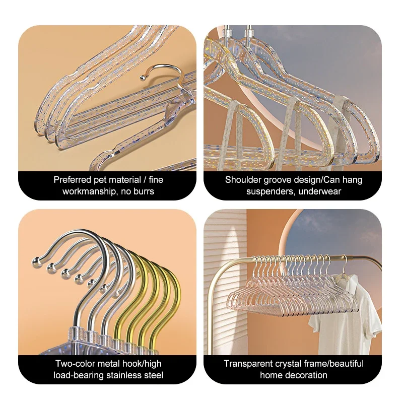 Transparent Acrylic Clothes Hanger Racks Wardrobe Hangers Clothes Drying Rack Clothing Hangers Closet Wardrobe Organizer 1PC 3