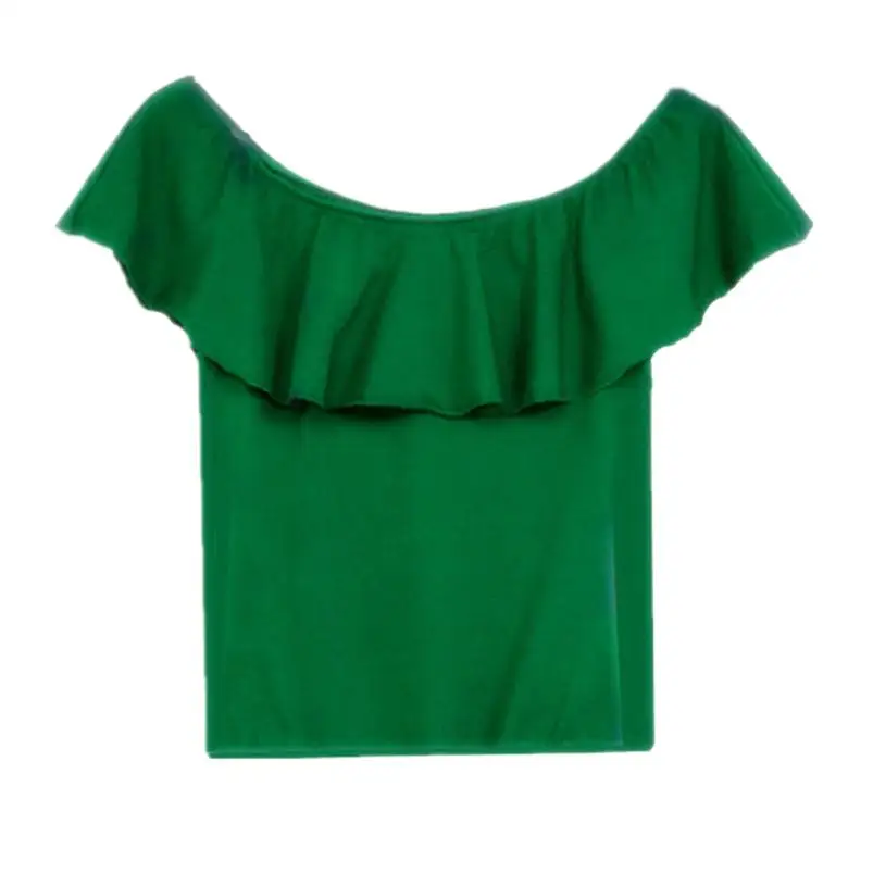Moda Cotone Slash Neck T Shirt Donna 2023 Primavera Sexy Off Spalla Top Nero Bianco Ruffles Tees Blusas Ropa Mujer Top Shirt
