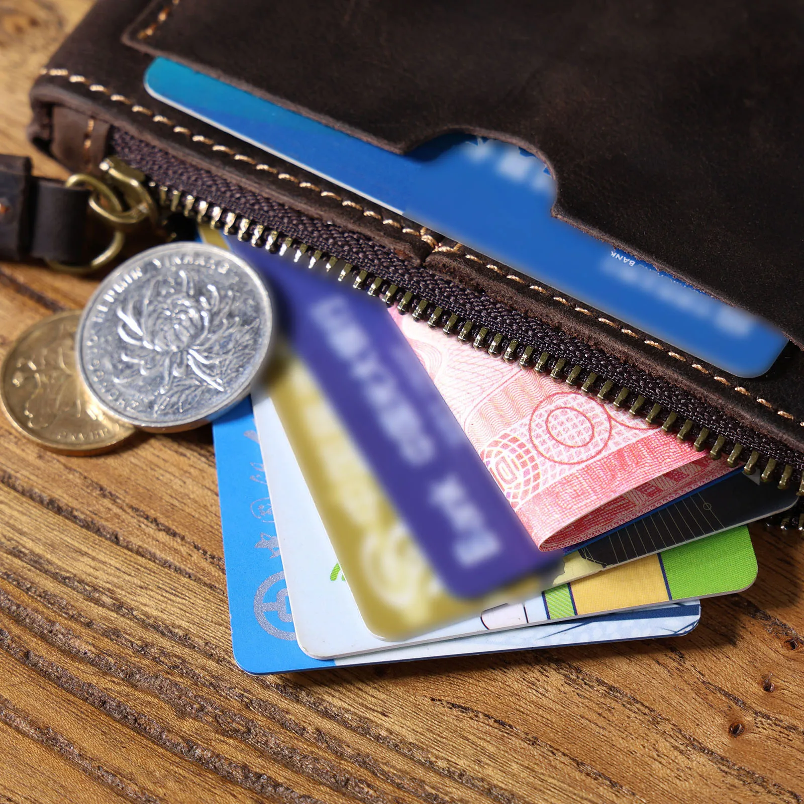 Genuine Leather Mini Card Holder Coin Purse Crzay House Leather-Perfect for Carrying Coins, Cards, and Keys