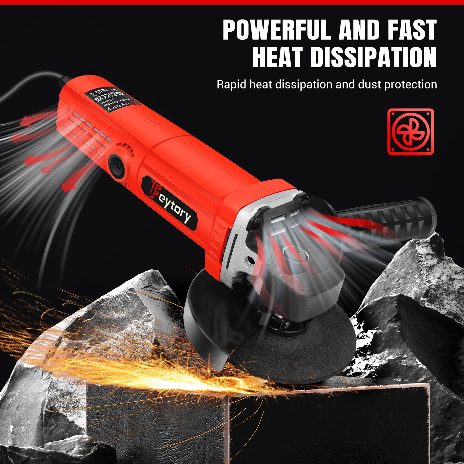 Heavy Duty 2000W Electric Angle Grinder ,115mm 4.5" 4-1/2" 12000 RPM,Red