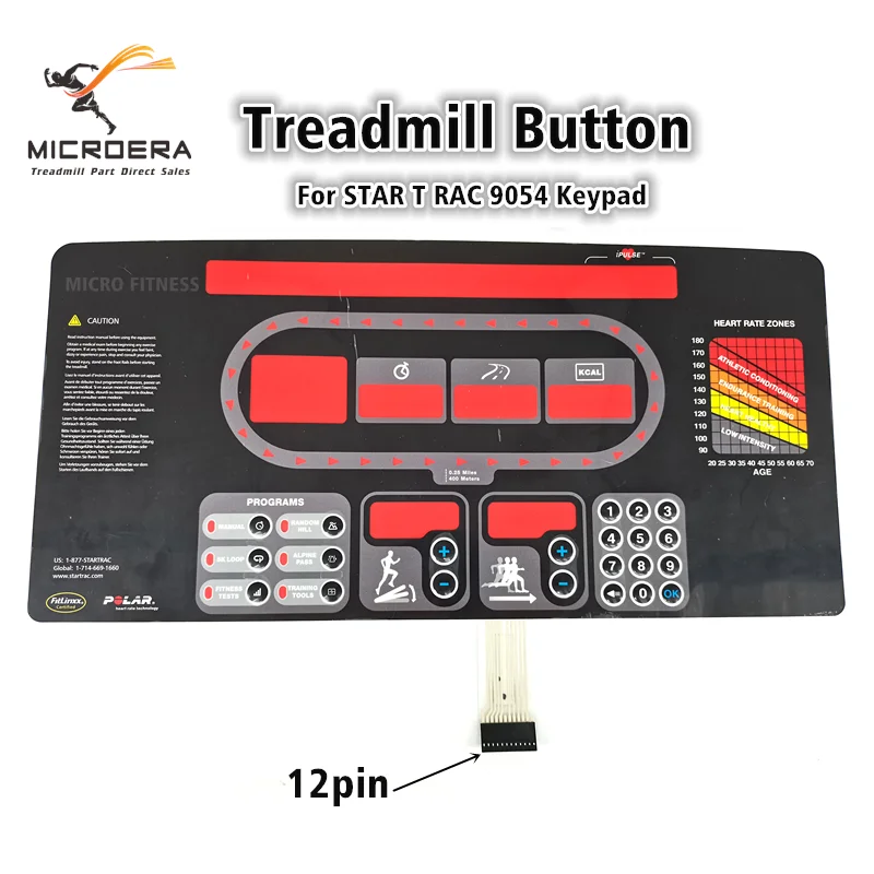 Star Trac 9054 Treadmill Button Panel Control Panel Membrane Switch