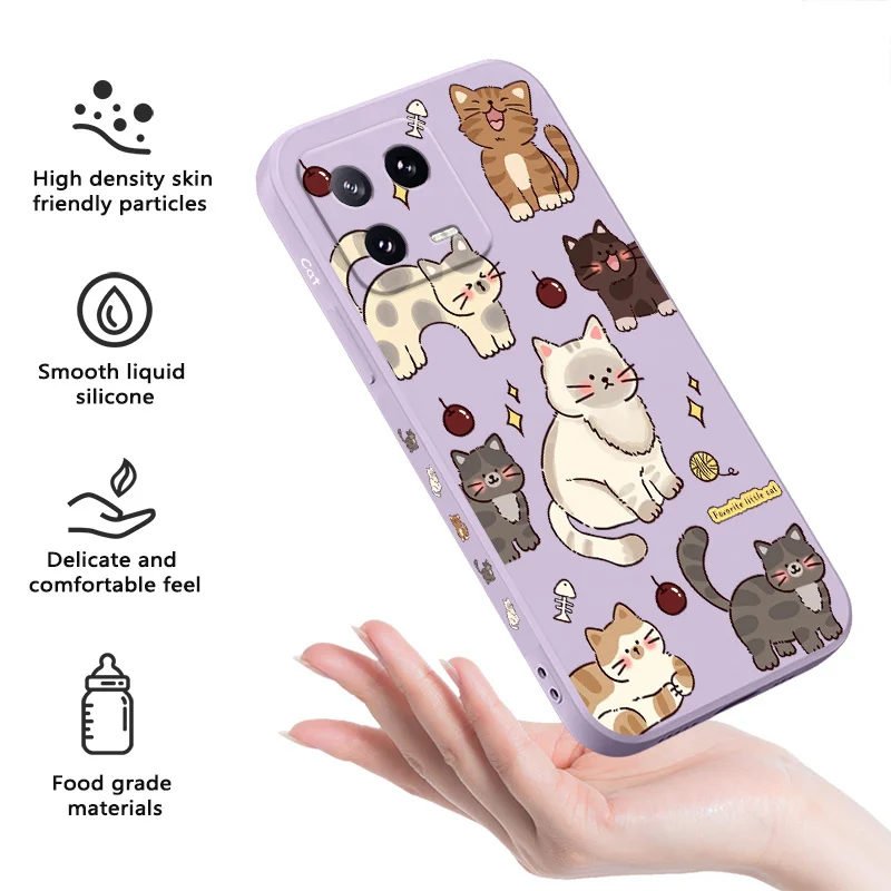 Adorable Cat Liquid Silicone Phone Case Cover